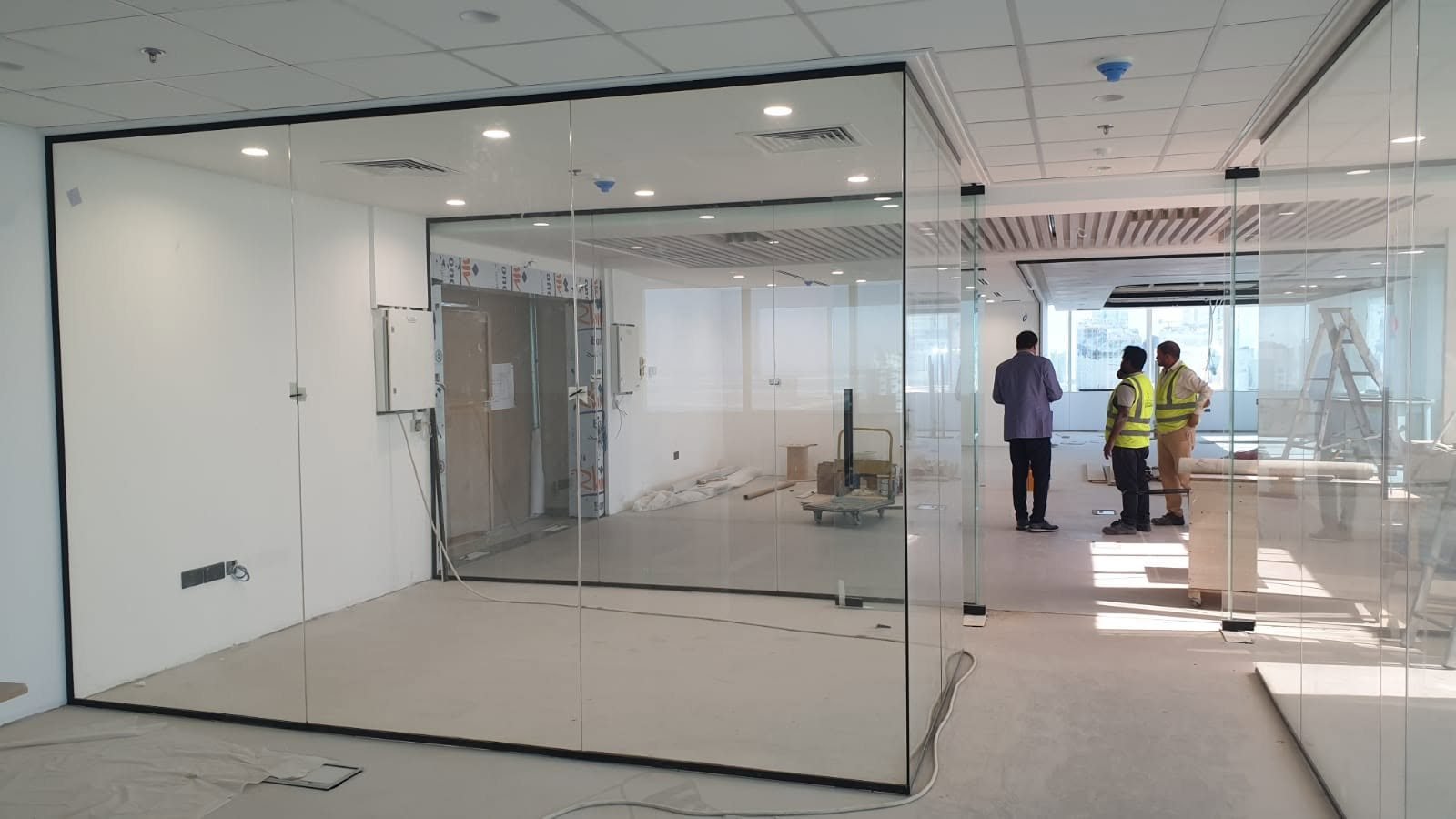 Glass office partitions